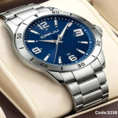 CRRJU MODEL 5003 Man’s Premium Quality Watch Silver Chain Dial Blue Cooler Man Watch
