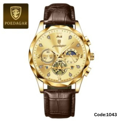 Poedagar 996L Luxury Watch for Men Sports Leather Men's Watches Waterproof Luminous Chronograph Men Quartz Watches