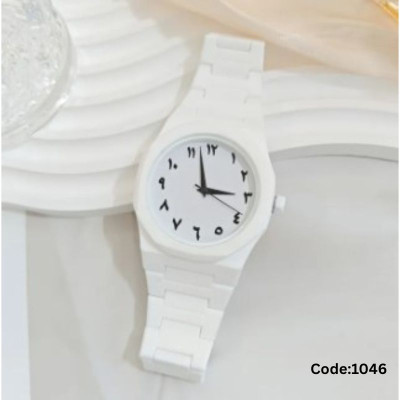 Aura Men's Watch with Arabic Numerals White Minimalist Analog Watch Trending Wristwatch