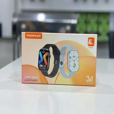 KEQIWEAR KW75 Max Smart Watch 3 Straps Band Wireless Charging Longer Battery Life Smartwatch