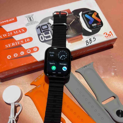 KEQIWEAR KW25 Max Smart Watch 3 Straps Band Wireless Charging Longer Battery Life Smartwatch