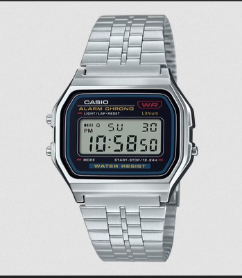 Casio Classic Digital Silver Unisex Chain Watch -A159W