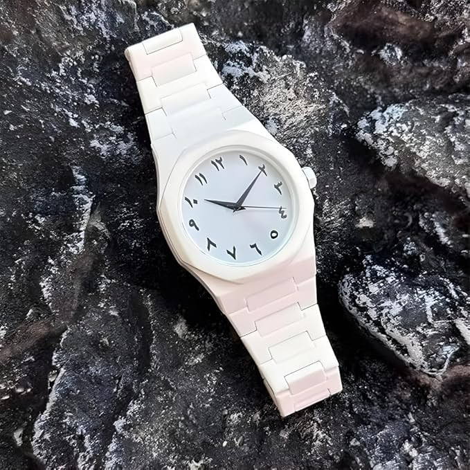 Arabic Numerals Aura Men’s Matte Analog Watch White Color-চেইন কাটার ও একপিচ ব্যাটারি ফ্রি - 1118