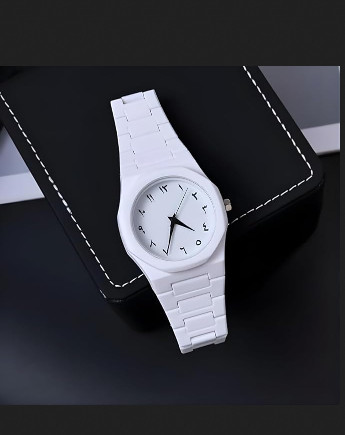 Arabic Numerals Aura Men’s Matte Analog Watch White Color-চেইন কাটার ও একপিচ ব্যাটারি ফ্রি - 1118