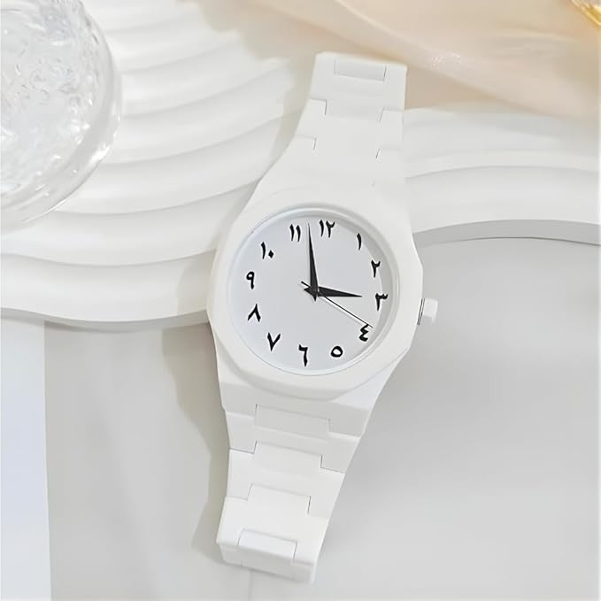 Arabic Numerals Aura Men’s Matte Analog Watch White Color-চেইন কাটার ও একপিচ ব্যাটারি ফ্রি - 1118