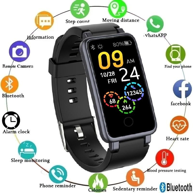 C200 PLUS Smart Watch 0.96 Oled Display Heart Waterproof Fitness Smart Bracelet T3 T4 for IOS Android