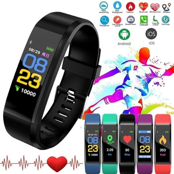 115plus Smart Watch Men Women Fitness Tracker Sport Watch Waterproof Smartwatch Heart Rate Blood Pressure Monitor Smart Band