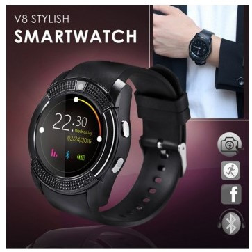 V8 Smart Watch Support Sim TF Card Bluetooth Clock with Camera for Smartphone