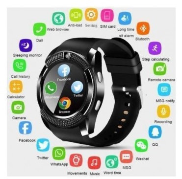 V8 Smart Watch Support Sim TF Card Bluetooth Clock with Camera for Smartphone