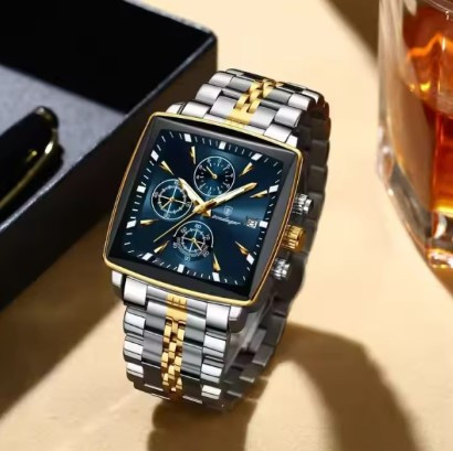 Poedagar 866 luxury square chronograph men's watch-006