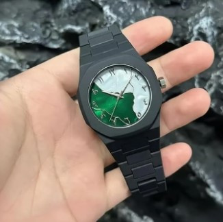 Arabic Aura Watch – Carbon Fiber Look Body with Sleek & Modern Design - White X Green