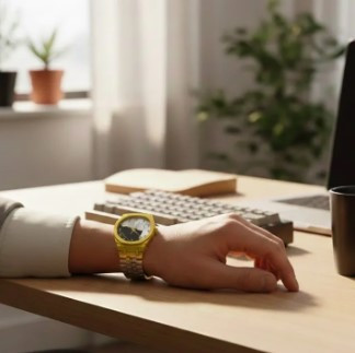 Arabic Chain Watch  Golden Chain X Dial Black & White Colour watch for Man