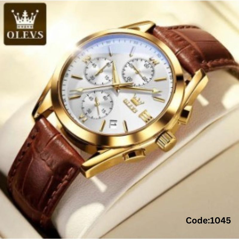 OLE-VS 2872 Watch For Men Waterproof Business Dress Analog Quartz Calendar Wristwatch Luxury Brand Date Sport Leather Luminous Clock
