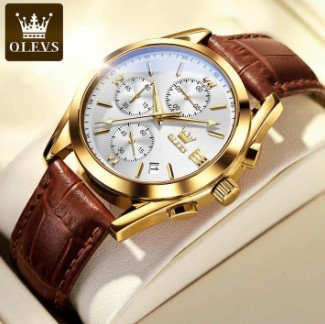 OLE-VS 2872 Watch For Men Waterproof Business Dress Analog Quartz Calendar Wristwatch Luxury Brand Date Sport Leather Luminous Clock