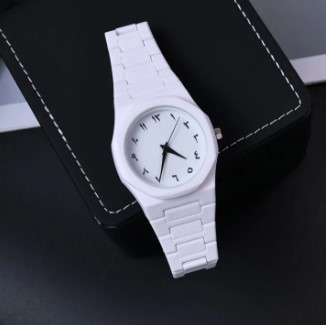 Aura Men's Watch with Arabic Numerals White Minimalist Analog Watch Trending Wristwatch