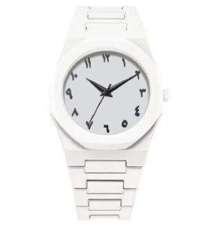 Aura Men's Watch with Arabic Numerals White Minimalist Analog Watch Trending Wristwatch