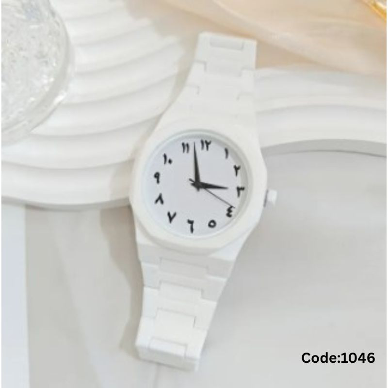 Aura Men's Watch with Arabic Numerals White Minimalist Analog Watch Trending Wristwatch