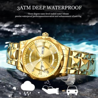 POEDAGAR Luxury Men Quartz Watch Waterproof Date Week Luminous Wristwatch Stainless Steel Men's Watch