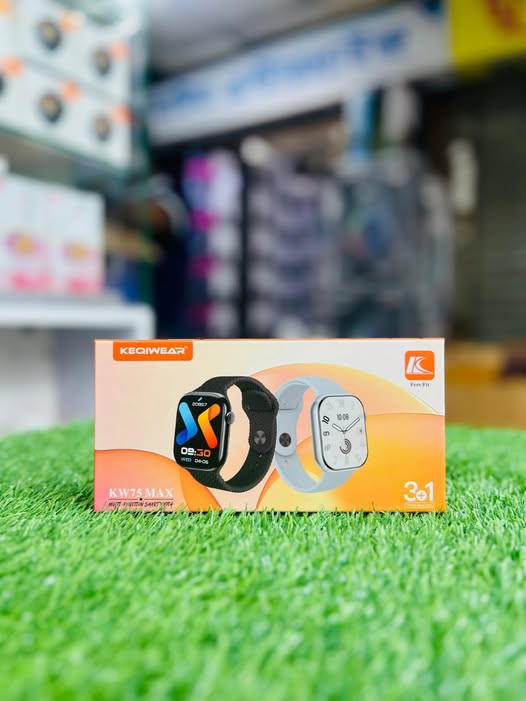 KEQIWEAR KW75 Max Smart Watch 3 Straps Band Wireless Charging Longer Battery Life Smartwatch