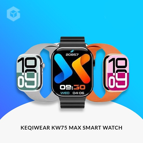 KEQIWEAR KW75 Max Smart Watch 3 Straps Band Wireless Charging Longer Battery Life Smartwatch