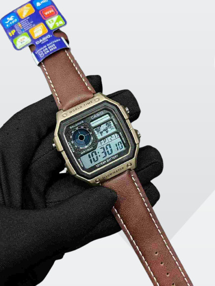 Casio World Time Digital  Watch AE-1200WHD-1AVDF-চকলেট কালার