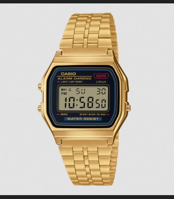 Casio Classic Digital Golden Unisex Chain Watch -A159W