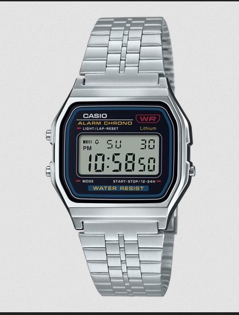 Casio Classic Digital Silver Unisex Chain Watch -A159W