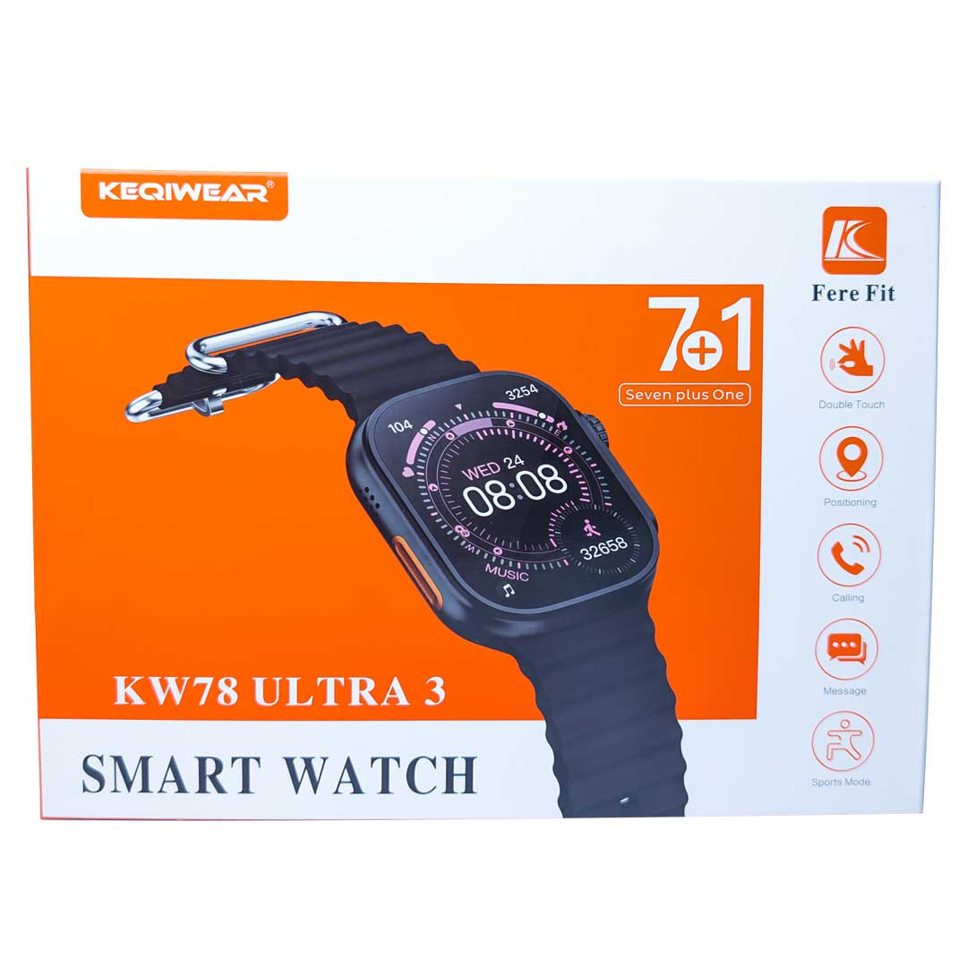KW78  KEQIWEAR KW78 Ultra 3 Smart Watch ৭টি বেল্টসহ