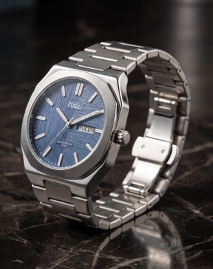 FUSILI Chain Silver Hand Watch For Men